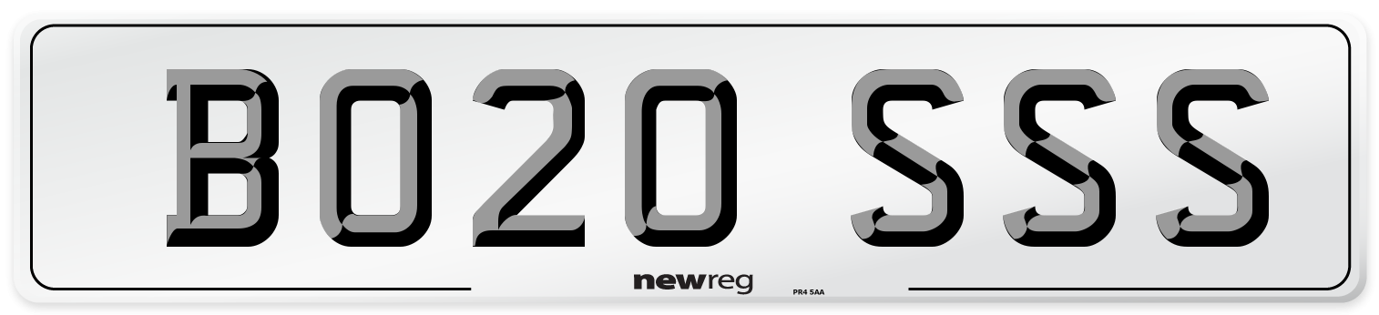 BO20 SSS Number Plate from New Reg